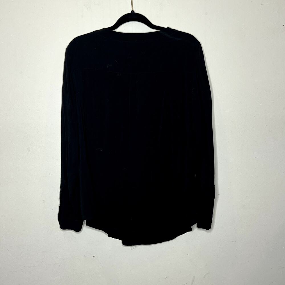 Torrid Black Split Neck Button Front Pullover Lon… - image 3